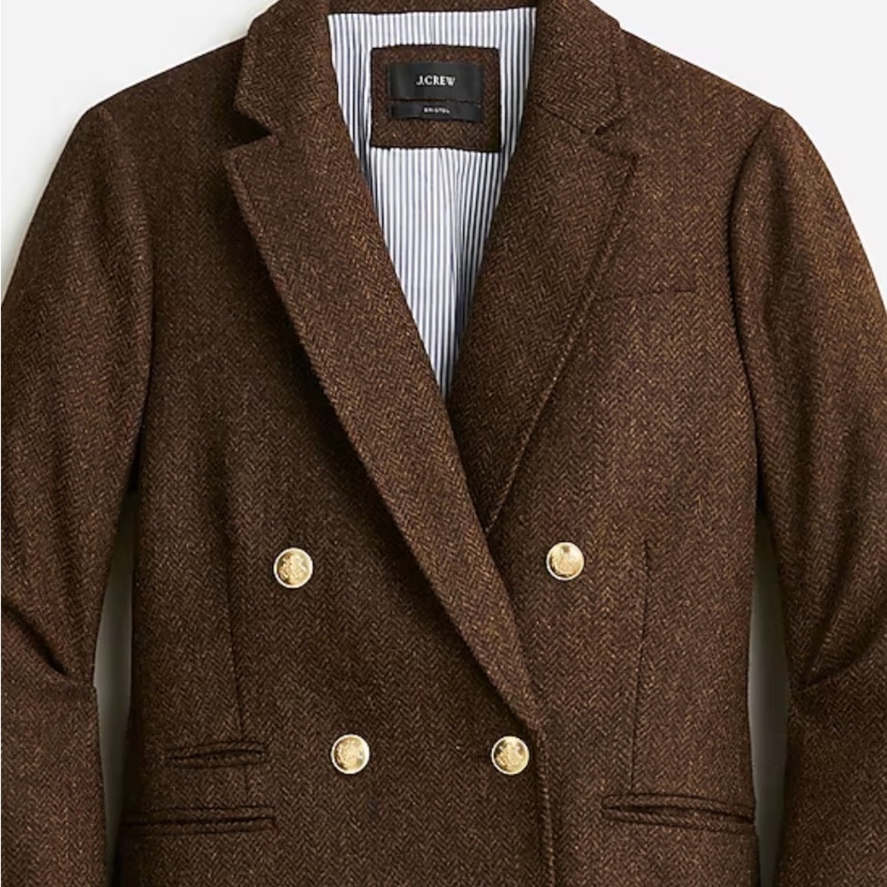 J. Crew Bristol Blazer Chocolate Herringbone NWT - Picture 2 of 12